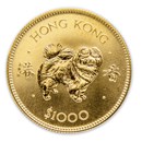 1982 Hong Kong Gold $1000 Year of the Dog BU