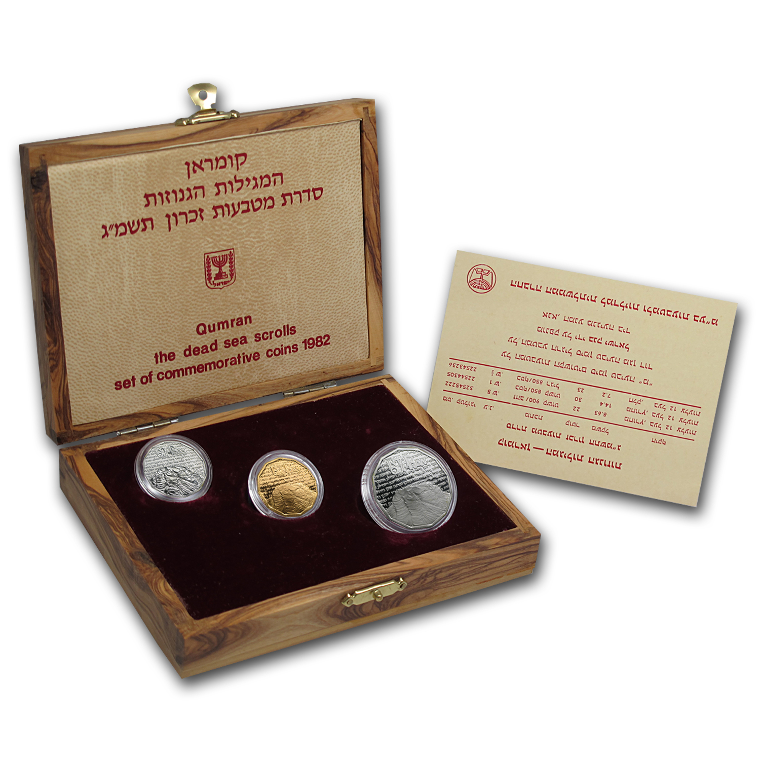 Buy 1982 Israel 3-Coin Gold & Silver Qumran Dead Sea Scrolls Prf