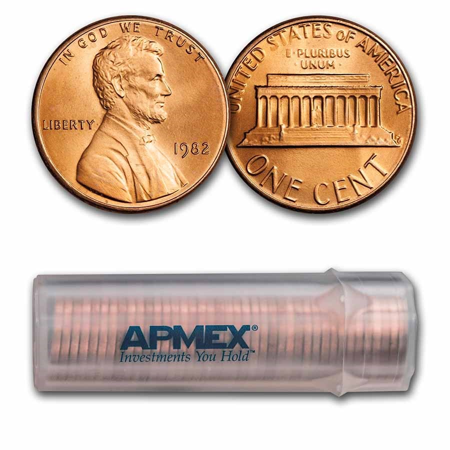 1982 Lincoln Cent 50-Coin Roll BU (Small Date-Copper)