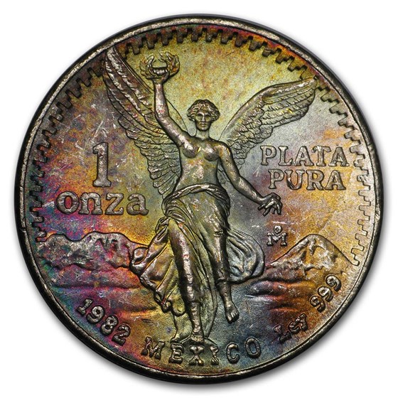 1982 Mexico 1 oz Silver Libertad BU (Toned)