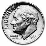 1982 No P Roosevelt Dime BU (Strong)