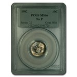 1982-No P Roosevelt Dime MS-66 PCGS