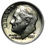 1982-P Roosevelt Dime 50-Coin Roll BU