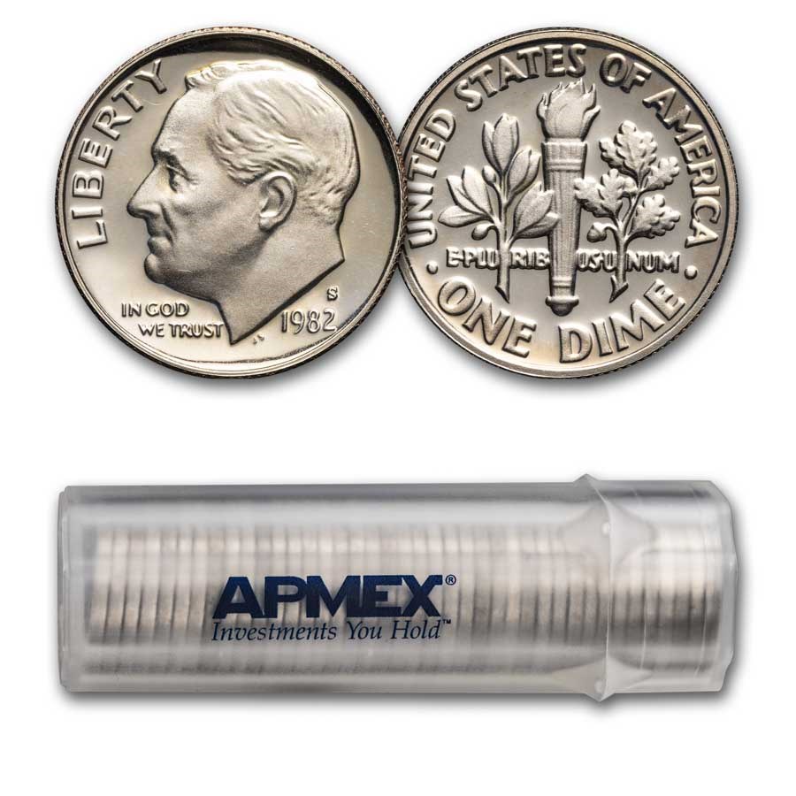 1982-S Roosevelt Dime 50-Coin Roll Gem Proof