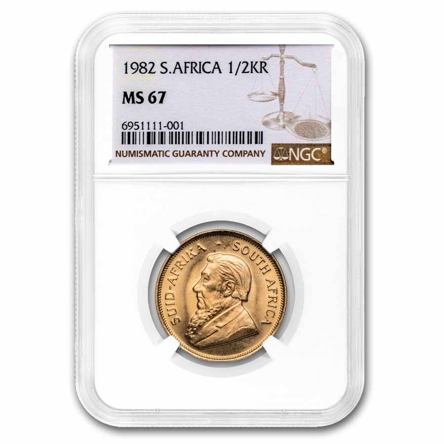 1982 South Africa 1/2 oz Gold Krugerrand MS-67 NGC