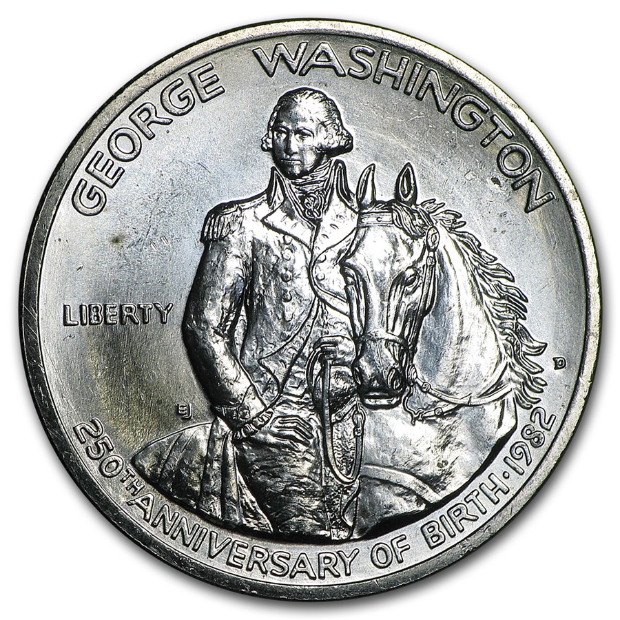 1982 Washington 1/2 Dollar 90% Silver Commem BU/Prf (Scruffy)