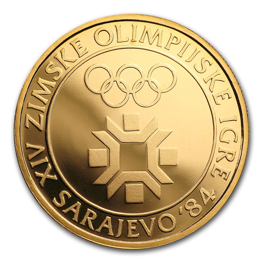 1982 Yugoslavia Proof Gold 5000 Dinara Olympic Logo
