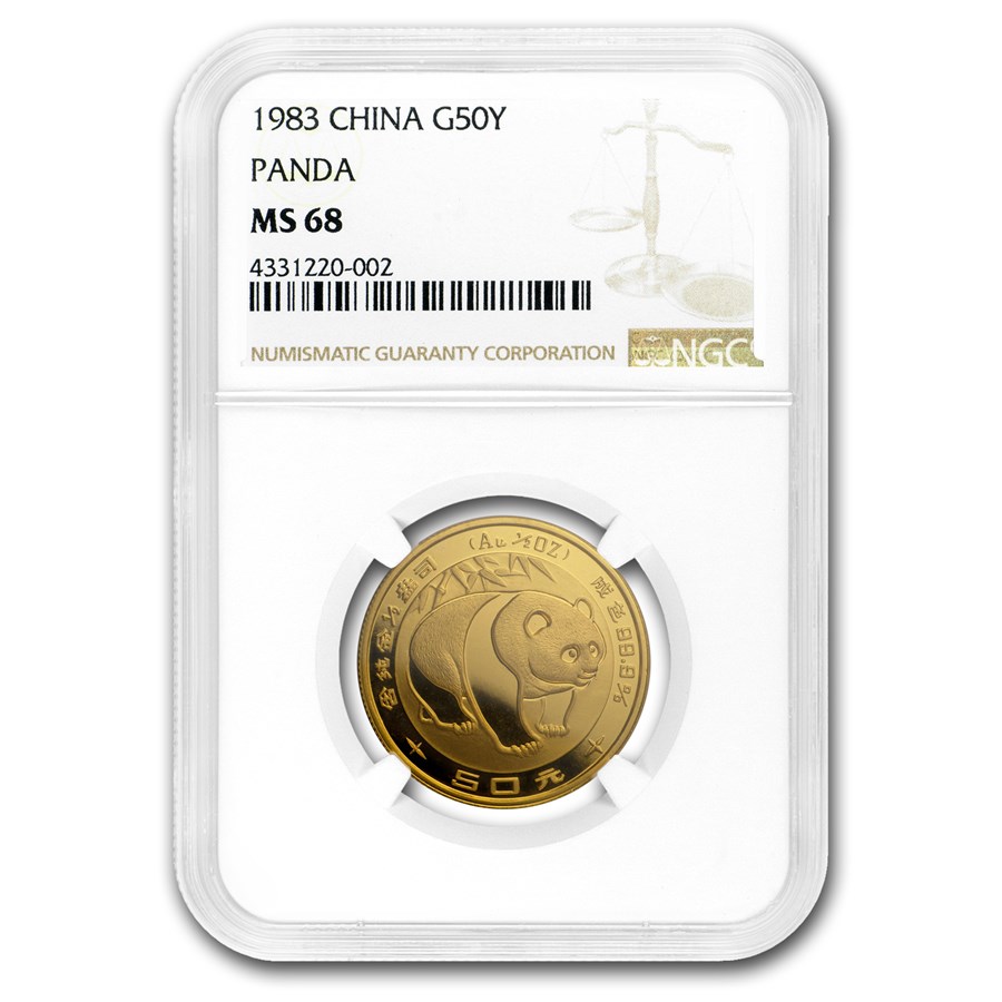 1983 China 1/2 oz Gold Panda MS-68 NGC