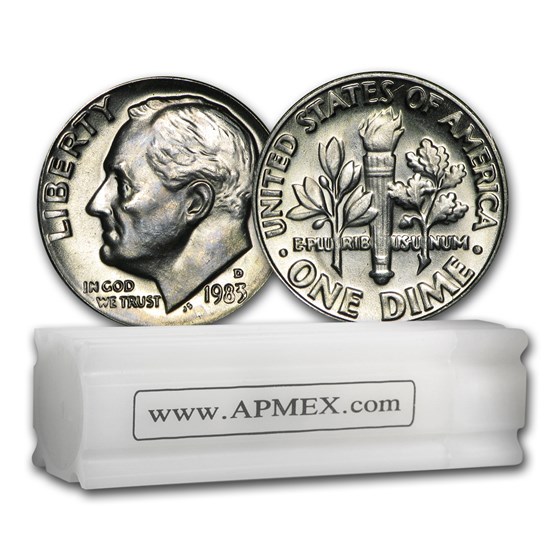 1983-D Roosevelt Dime 50-Coin Roll BU 1983-D Roosevelt Dime 50-Coin Roll BU