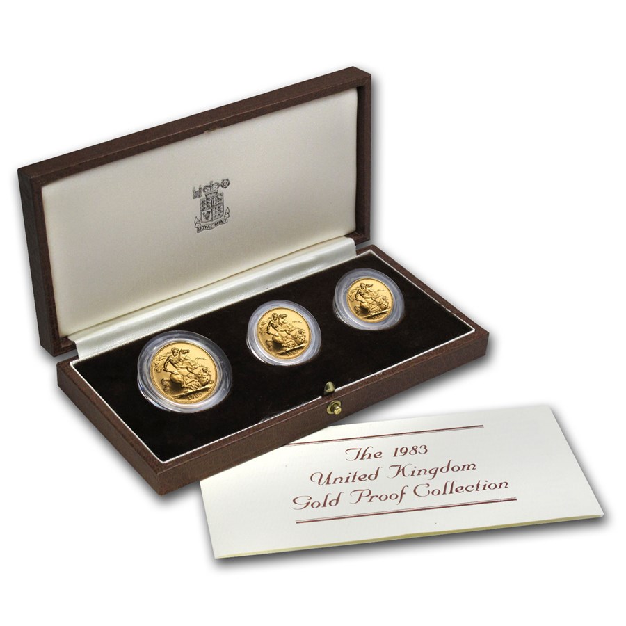 1983 Great Britain 3-Coin Gold Sovereign Proof Set W/Case
