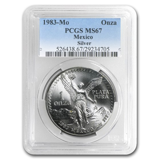 1983 Mexico 1 oz Silver Libertad MS-67 PCGS 1983 Mexico 1 oz Silver Libertad MS-67 PCGS