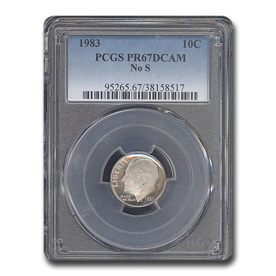 1983 No S Roosevelt Dime PR-67 DCAM PCGS 1983 No S Roosevelt Dime PR-67 DCAM PCGS