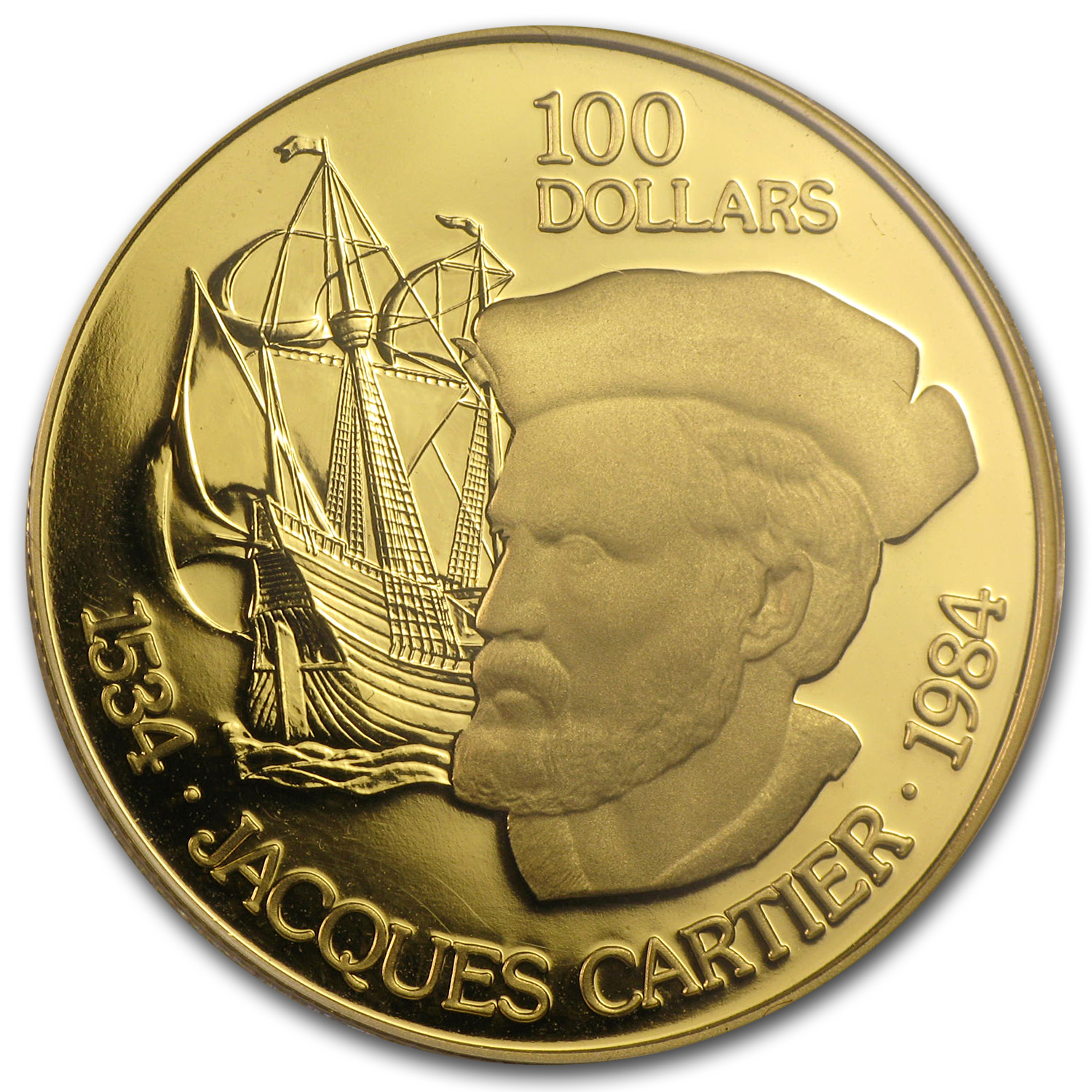 oz Proof Gold $100 Jacques Cartier 