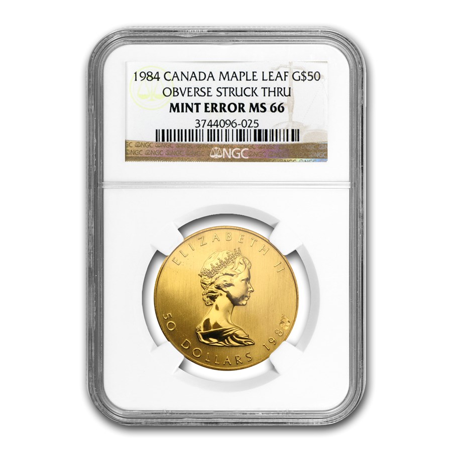 1984 Canada 1 oz Gold Maple Leaf MS-66 NGC (Mint Error)