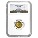 1984 China 1/10 oz Gold Panda MS-69 NGC