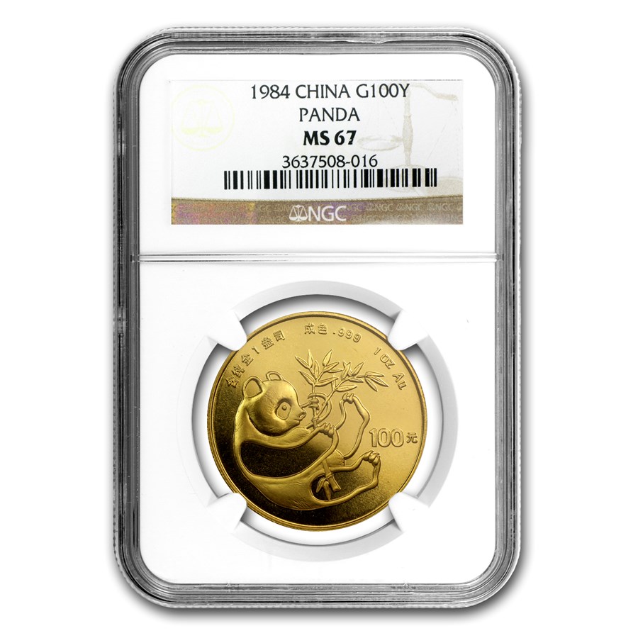 1984 China 1 oz Gold Panda MS-67 NGC