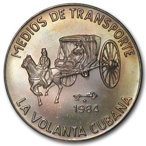 1984 Cuba Silver 5 Pesos Volanta Coach BU 1984 Cuba Silver 5 Pesos Volanta Coach BU