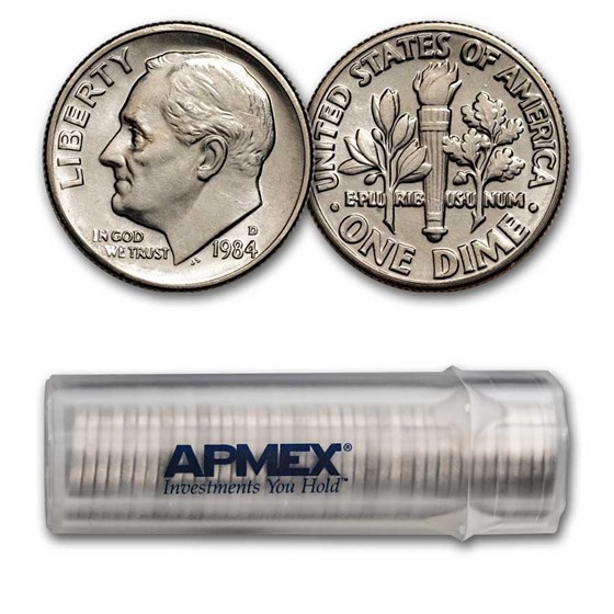 1984-D Roosevelt Dime 50-Coin Roll BU 1984-D Roosevelt Dime 50-Coin Roll BU