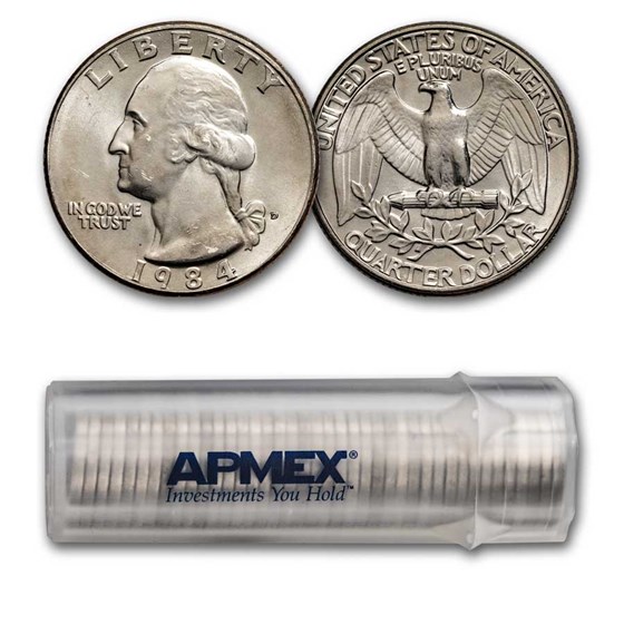 1984-D Washington Quarter 40-Coin Roll BU 1984-D Washington Quarter 40-Coin Roll BU