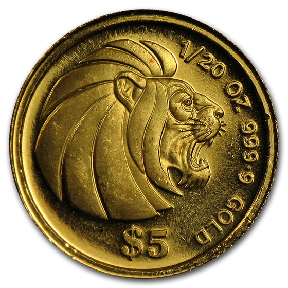 1984-Date Singapore 1/20 oz Gold $5 BU/Proof (Random Years)