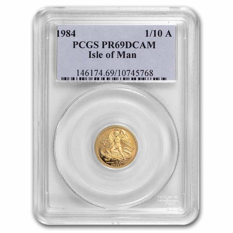 1984 Isle of Man 1/10 oz Gold Proof Angel PR-69 PCGS