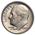 1984-P Roosevelt Dime 50-Coin Roll BU