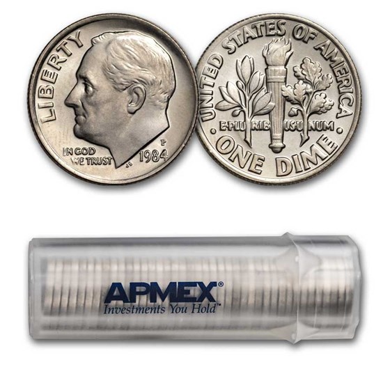 1984-P Roosevelt Dime 50-Coin Roll BU 1984-P Roosevelt Dime 50-Coin Roll BU