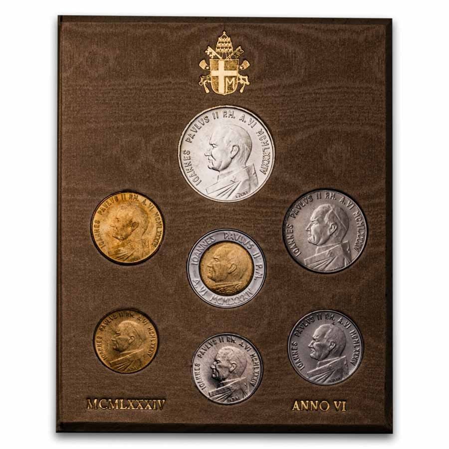1984 Vatican City Pope John Paul II 7-Coin Set BU (OGP)