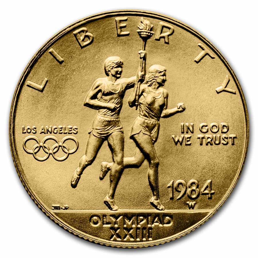 1984-W Gold $10 Commem Olympic BU (w/Box & COA)