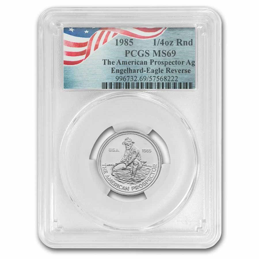 1985 1/4 oz Silver Round - Engelhard Prospector MS-69 PCGS
