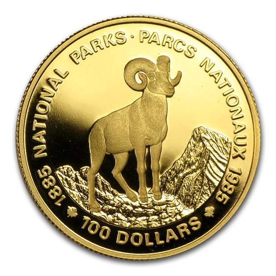 1985 Canada 1/2 oz Proof Gold $100 National Parks (Bighorn) 1985 Canada 1/2 oz Proof Gold $100 National Parks (Bighorn)