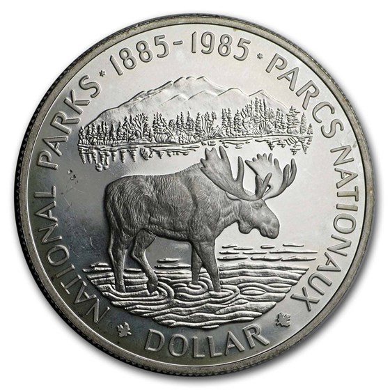 1985 Canada Silver Dollar BU (National Parks Moose) 1985 Canada Silver Dollar BU (National Parks Moose)