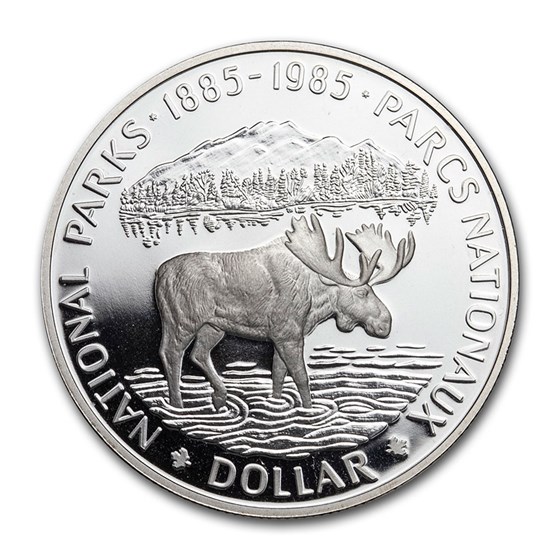 1985 Canada Silver Dollar National Parks Proof (Moose) 1985 Canada Silver Dollar National Parks Proof (Moose)