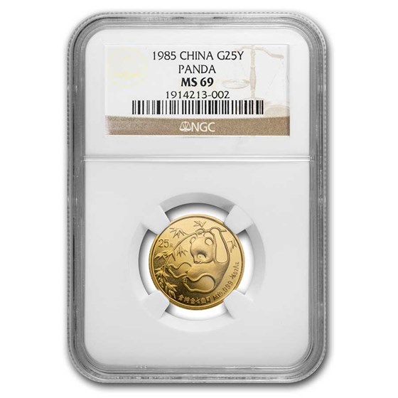 1985 China 1/4 oz Gold Panda MS-69 NGC