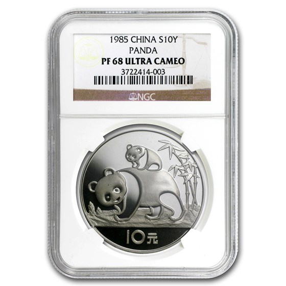 1985 China Silver Panda 10 Yuan PF-68 NGC