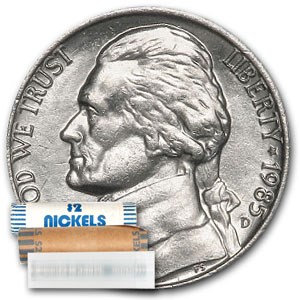 1985-D Jefferson Nickel 40-Coin Roll BU 1985-D Jefferson Nickel 40-Coin Roll BU