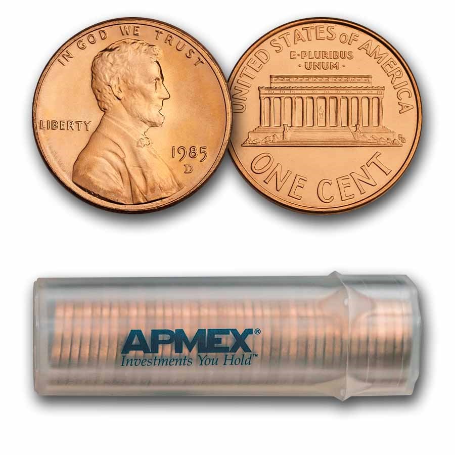 1985-D Lincoln Cent 50-Coin Roll BU