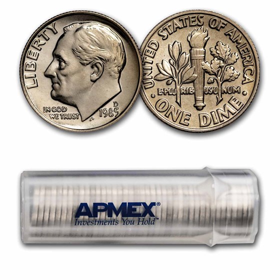 1985-D Roosevelt Dime 50-Coin Roll BU 1985-D Roosevelt Dime 50-Coin Roll BU