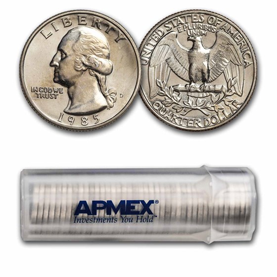 1985-D Washington Quarter 40-Coin Roll BU 1985-D Washington Quarter 40-Coin Roll BU