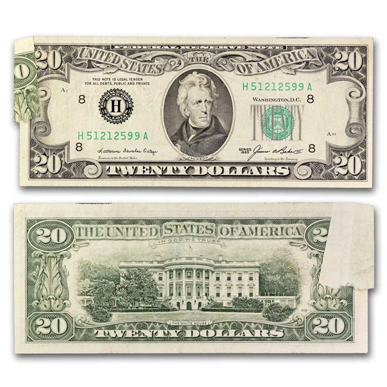1985 (H-St. Louis) $20 FRN XF (Fr#2075-H) Fold Over Error 1985 (H-St. Louis) $20 FRN XF (Fr#2075-H) Fold Over Error