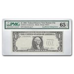 1985 (J-Kansas C) $1.00 FRN CU-65 EPQ PMG (Fr#1913-J) Missing Ink
