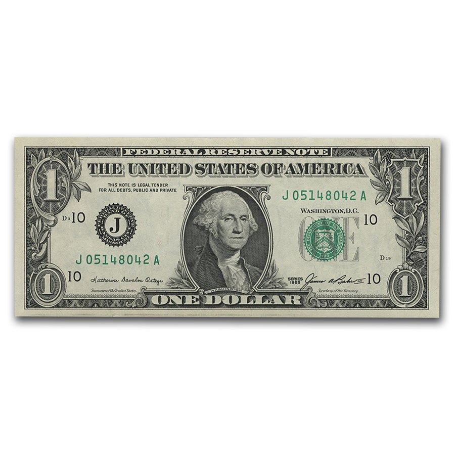 1985 (J-Kansas City) $1.00 FRN CU (Fr#1913-J)
