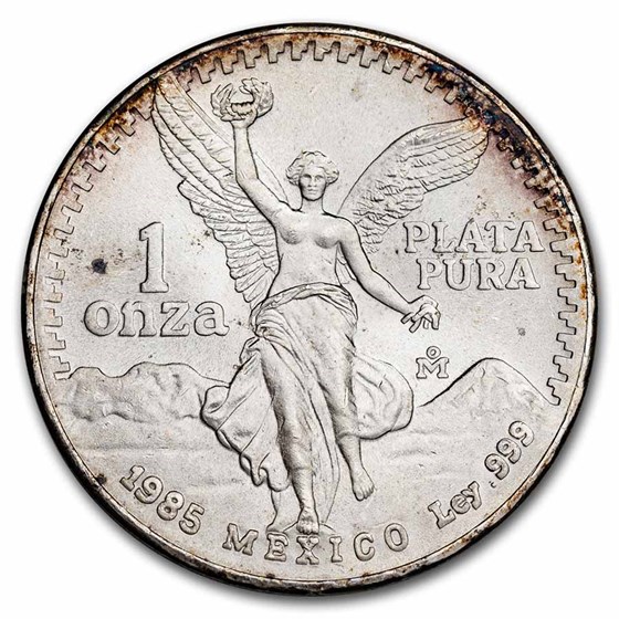1985 Mexico 1 oz Silver Libertad BU (Toned) 1985 Mexico 1 oz Silver Libertad BU (Toned)