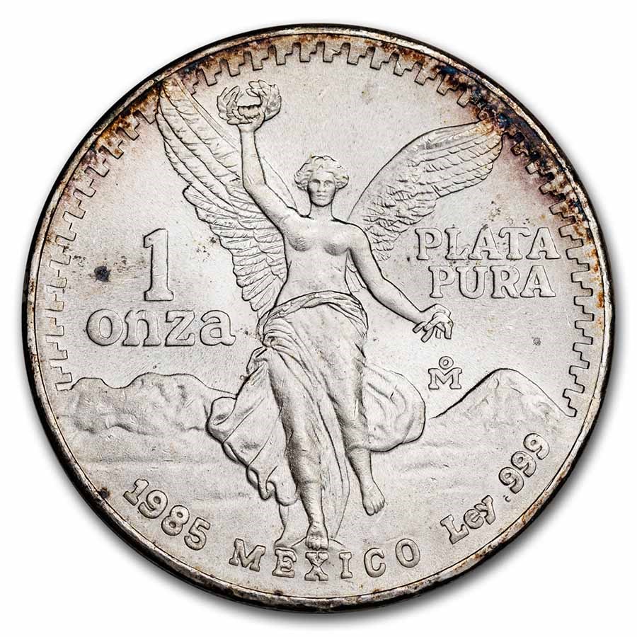 1985 Mexico 1 oz Silver Libertad BU (Toned)