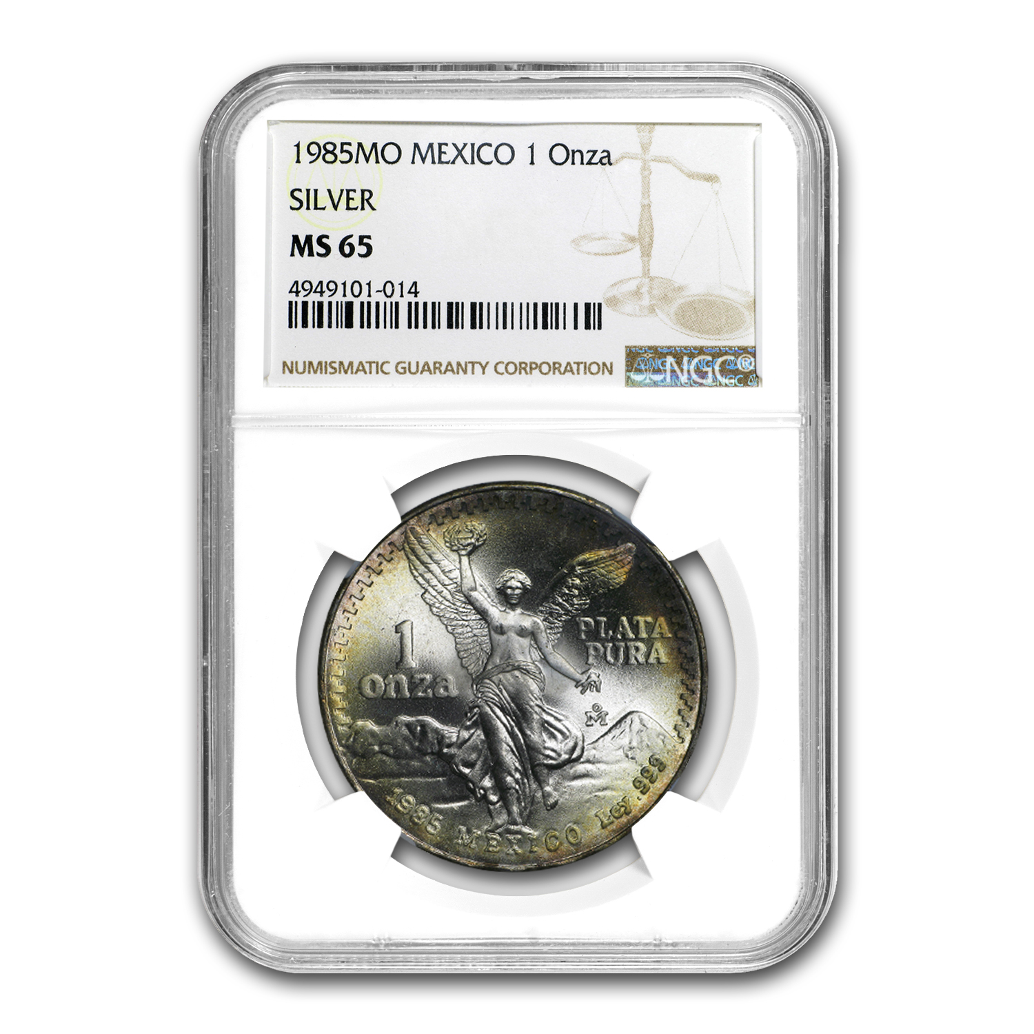 Buy 1985 Mexican 1 oz Silver Libertad MS-65 NGC (Toned) | APMEX