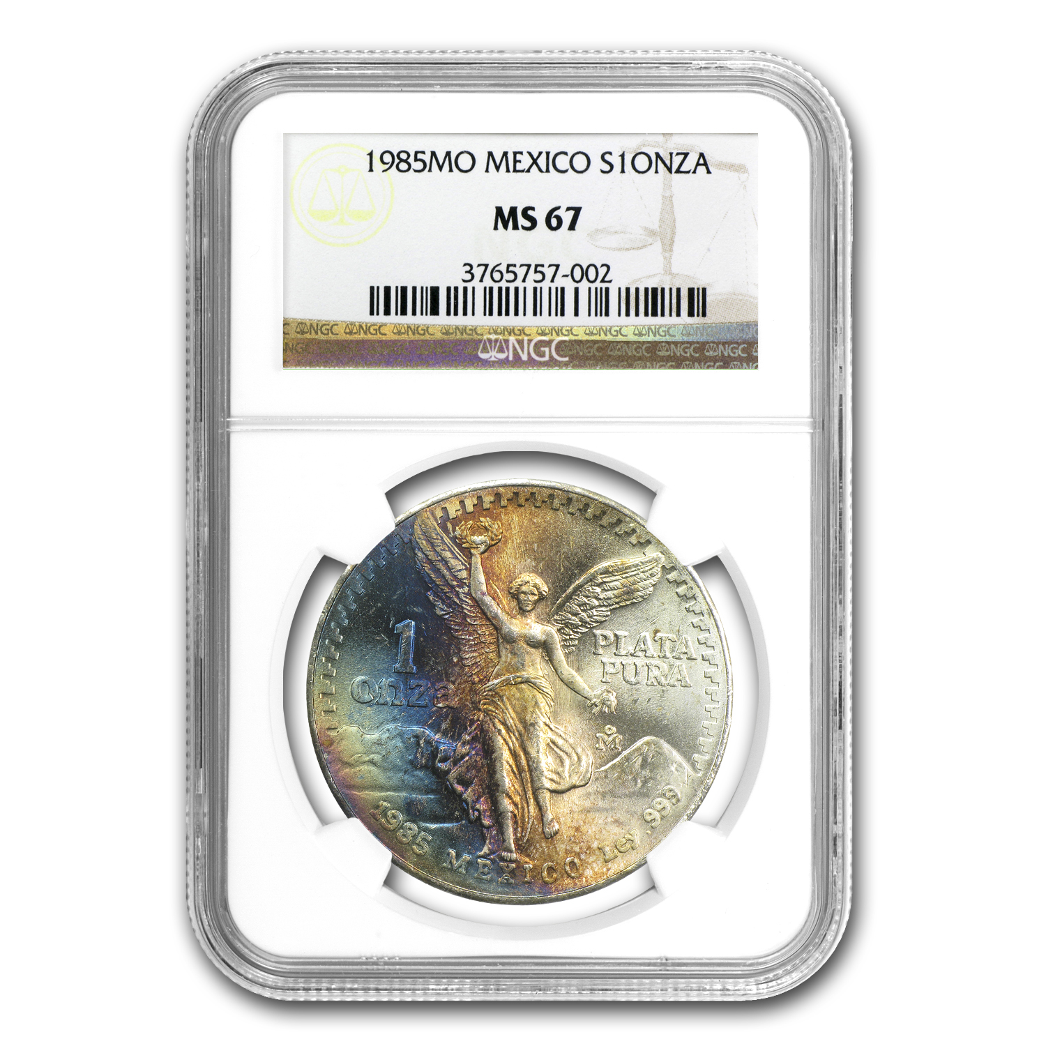 Buy 1985 Mexico 1 oz Silver Libertad MS-67 NGC (Toned) | APMEX