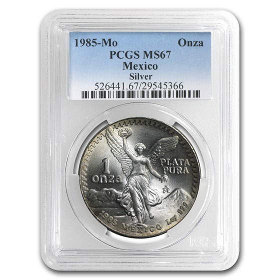1985 Mexico 1 oz Silver Libertad MS-67 PCGS (Toned) 1985 Mexico 1 oz Silver Libertad MS-67 PCGS (Toned)