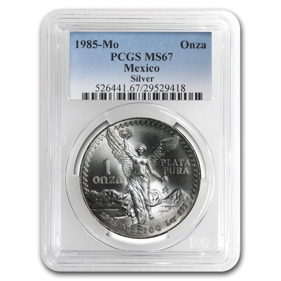 1985 Mexico 1 oz Silver Libertad MS-67 PCGS 1985 Mexico 1 oz Silver Libertad MS-67 PCGS