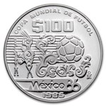 1985 Mexico Silver 100 Pesos Proof (1986 World Cup - Aztec)
