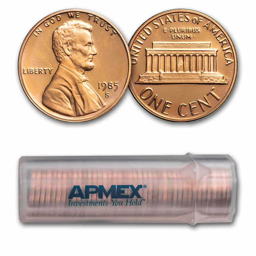 1985-S Lincoln Cent 50-Coin Roll Proof